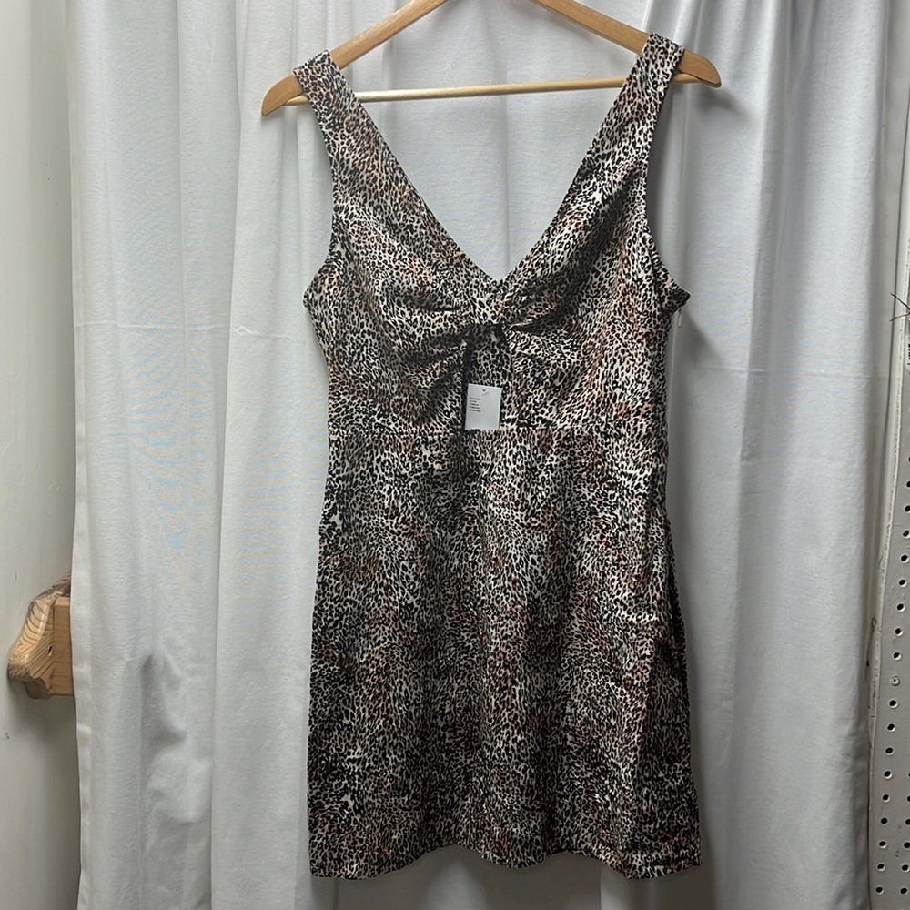 Urban Outfitters Front Cutout Side Zip Cheetah Dress-S - Picture 1 of 6